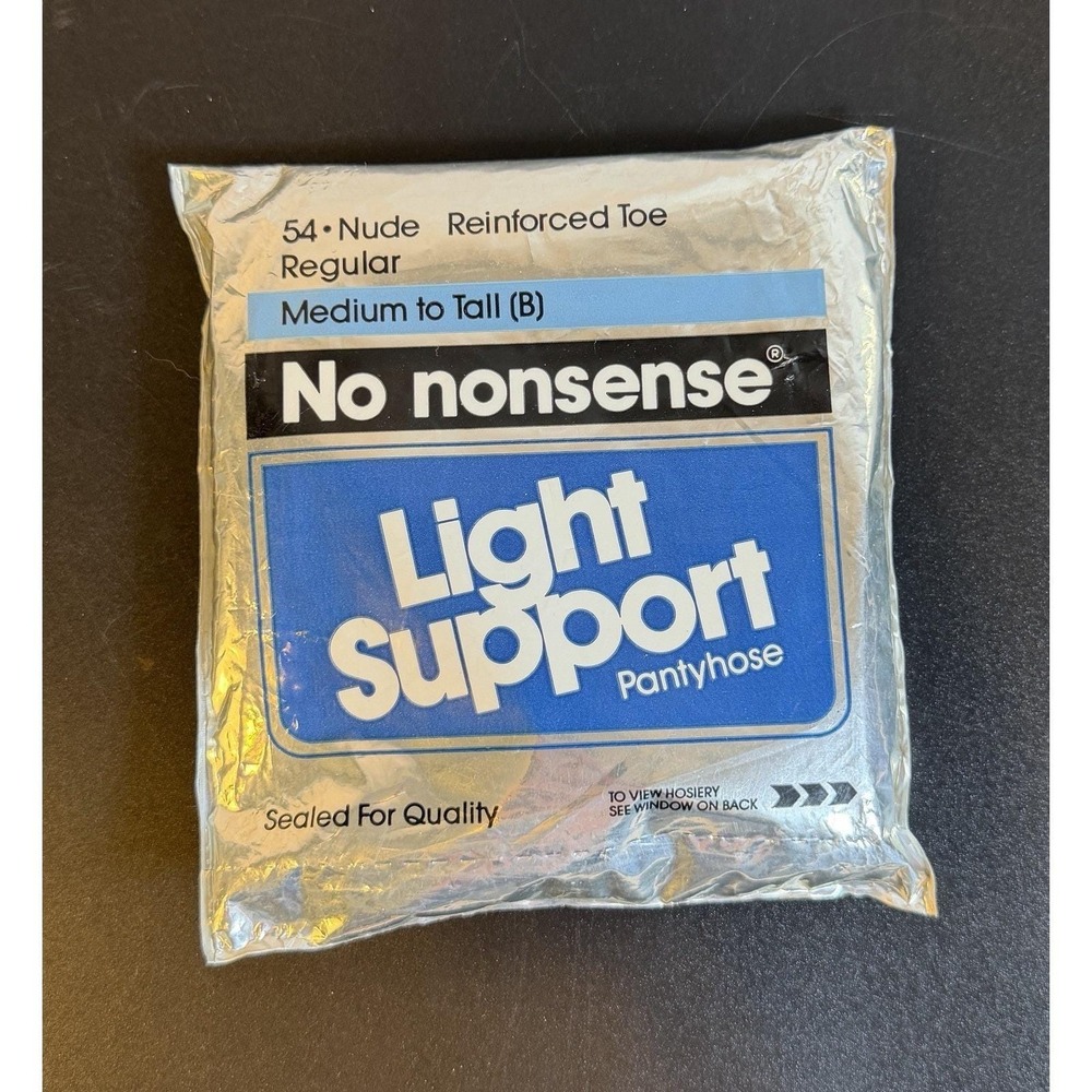 NOS 1990 No Nonsense Med. to Tall Light Support Nude Pantyhose Reinforced Toe
